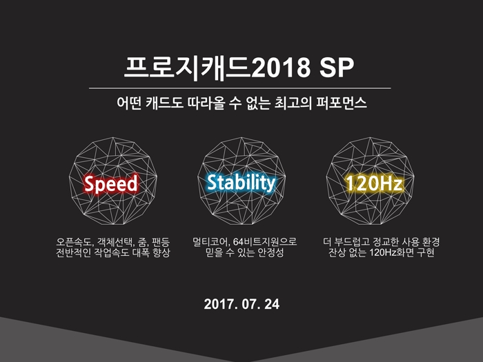 프로지캐드2018 서비스팩 업데이트